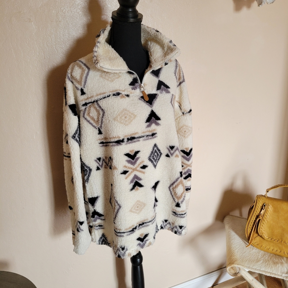 CAMPER Soft Tribal Quarter Zip Pullover - Picture 13 of 16